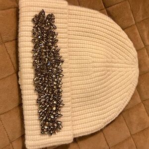 Studded cream beanie